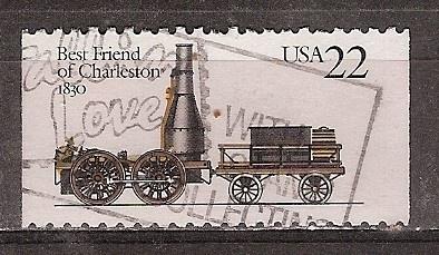 USA, Antieke Stoomlocomotieven, nr. 1, 1987., Ophalen of Verzenden, Gestempeld, Noord-Amerika