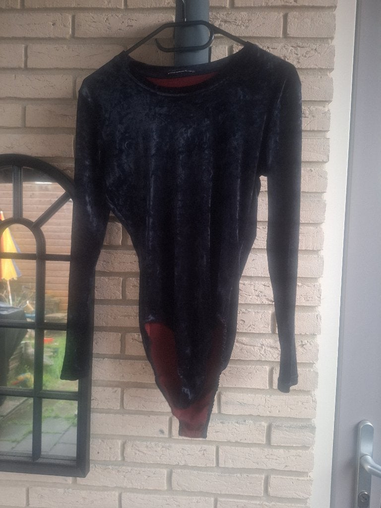 Sexy lingerie zwarte fluwelen bodystocking, maat XL, Overige typen, Zwart, Maat 46/48 (XL) of groter, Ophalen of Verzenden