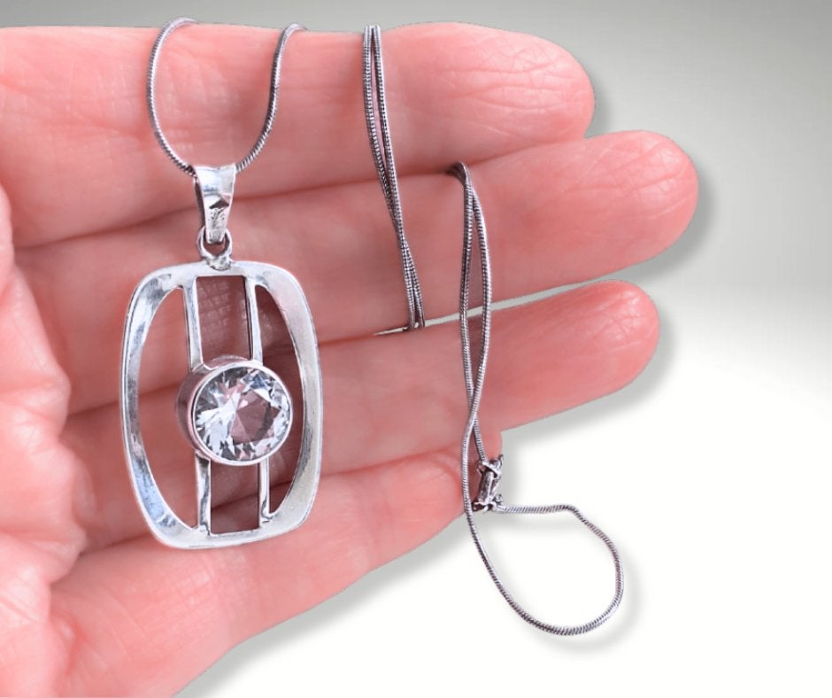 Schitterende grote 925 zilver MODERNIST bergkristal hanger!, Overige voorstellingen, Verzenden, Zo goed als nieuw, X