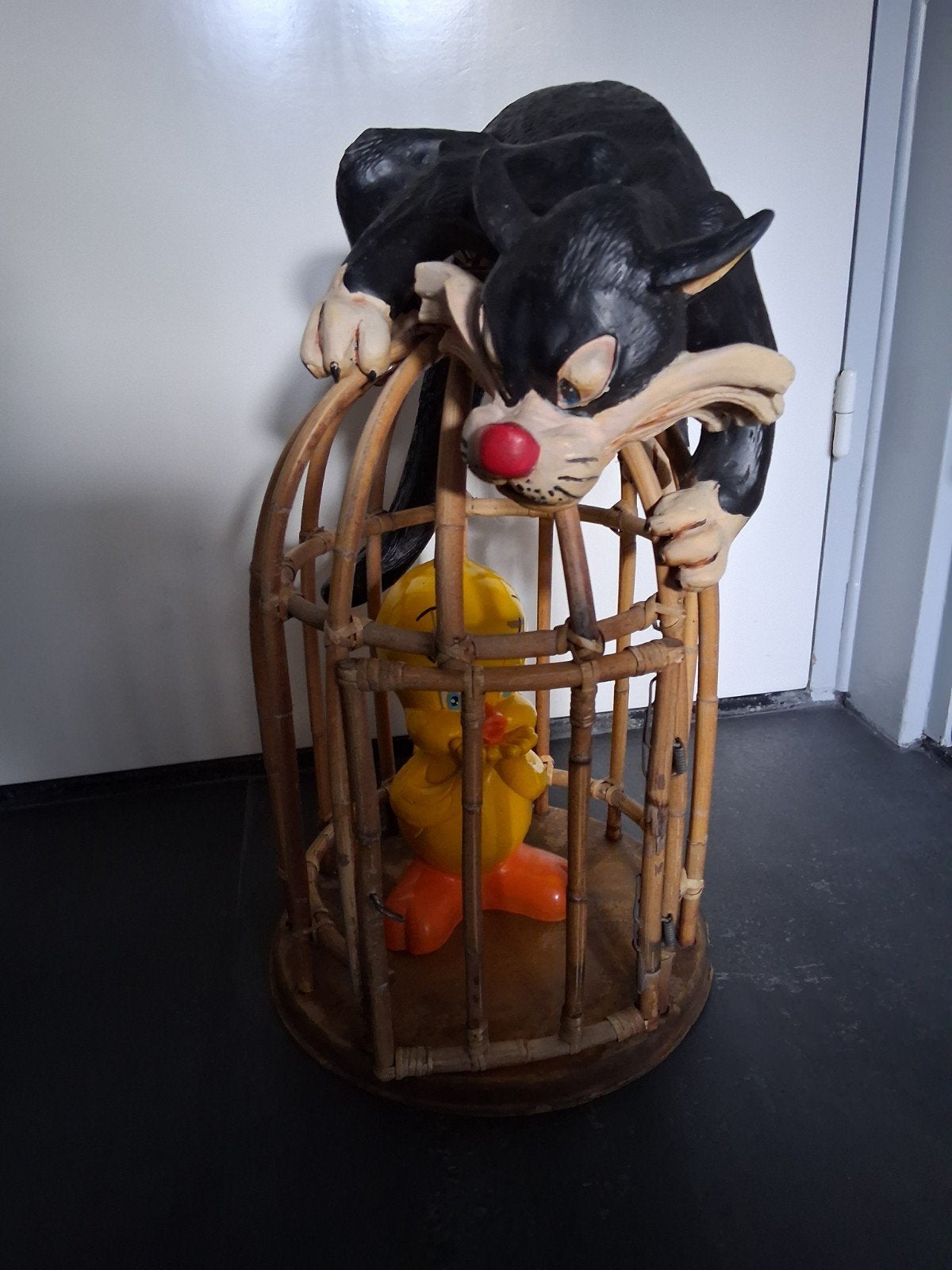 Vintage Sylvester  & Tweety  in bamboo kooi, Ophalen, Gebruikt, Dier