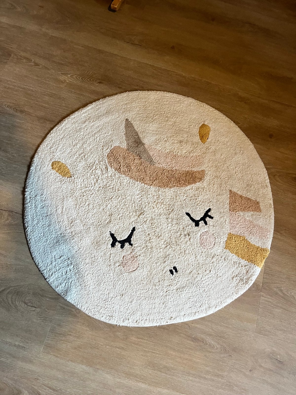 Eenhoorn vloerkleed Petit Amelie, Ophalen, Wit, Rond, 50 tot 100 cm