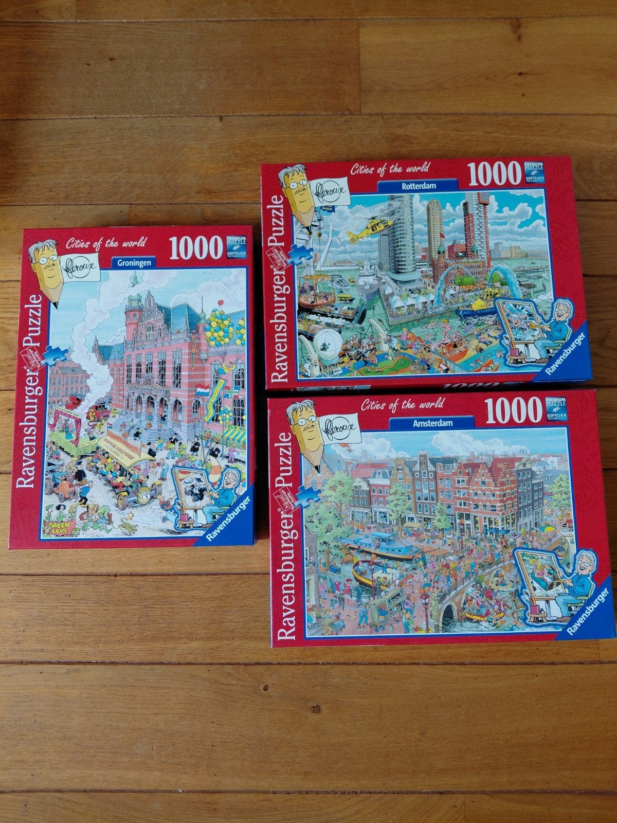 3 Cities of the world puzzels  a 1000 stukjes, Hobby en Vrije tijd, Ophalen of Verzenden, 500 t/m 1500 stukjes, Zo goed als nieuw