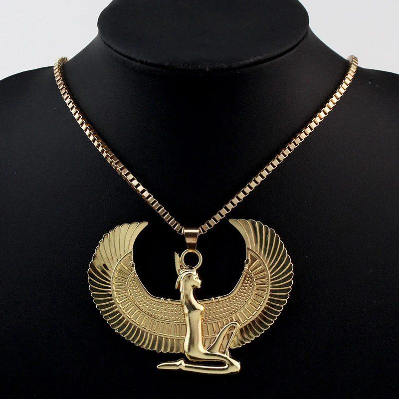 Egyptische Godin Isis pendant incl. ketting, Nieuw, Ophalen of Verzenden, Goud, Overige materialen