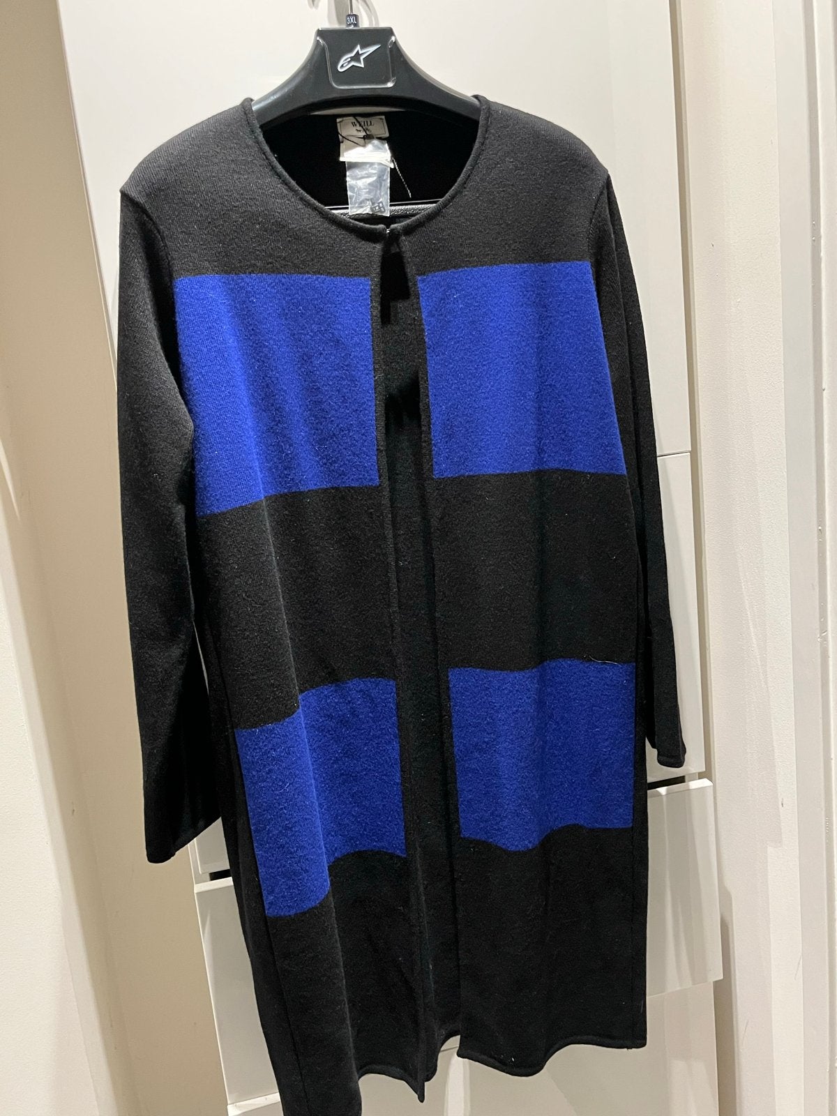 Weill wollen vest met blauwe blokken, Kleding | Dames, Truien en Vesten, Nieuw, Maat 42/44 (L), Zwart, Ophalen of Verzenden