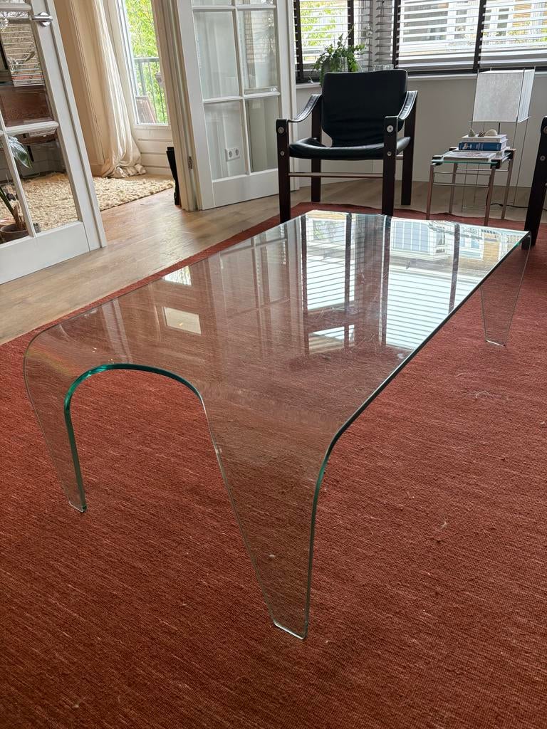 Glazen salontafel Fiam stijl, Ophalen, Gebruikt, 100 tot 150 cm, 50 tot 100 cm