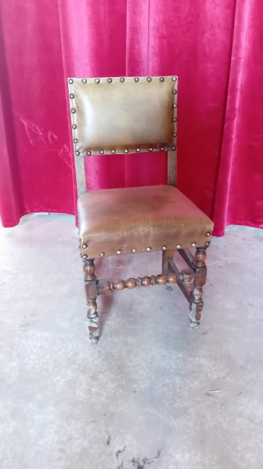 Set van 6 Vintage Caféstoelen - Leer en Hout, Ophalen