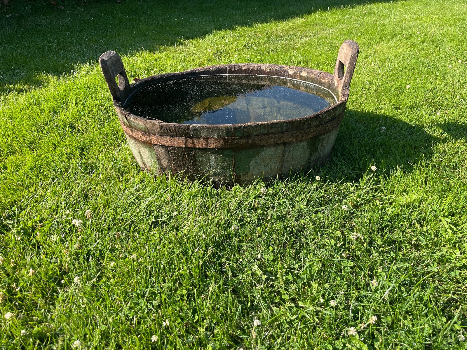 Antieke houten kuip / waterbak - 58x72 cm, 25 cm hoog, Antiek en Kunst, Ophalen
