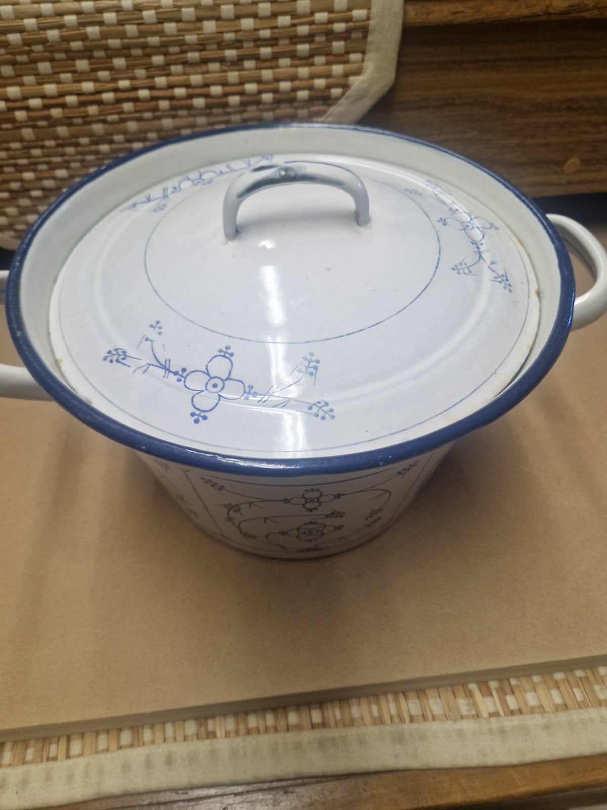blau saks jager ketel Met deksel emaille, Antiek en Kunst, Ophalen of Verzenden