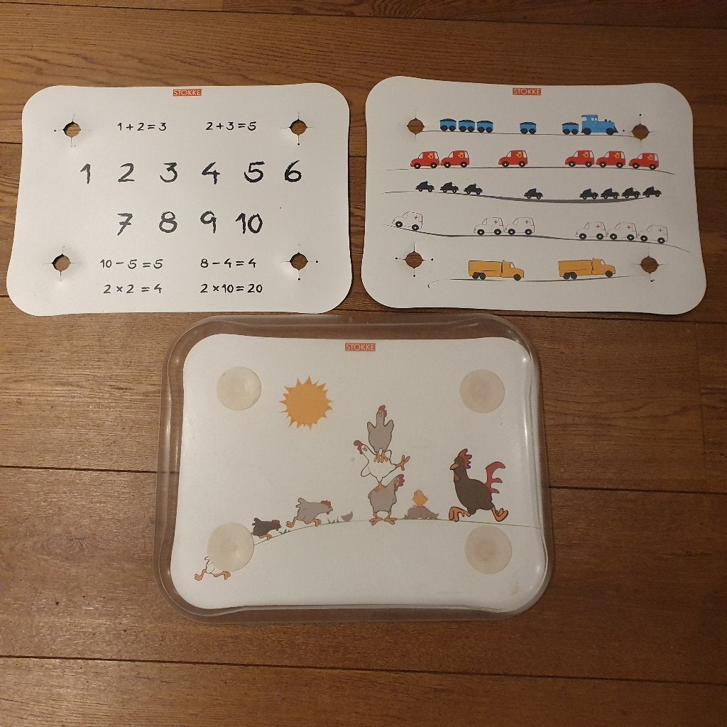 Stokke tafelblad met 3 dubbelzijde placemats., Ophalen of Verzenden, Gebruikt, Overige typen
