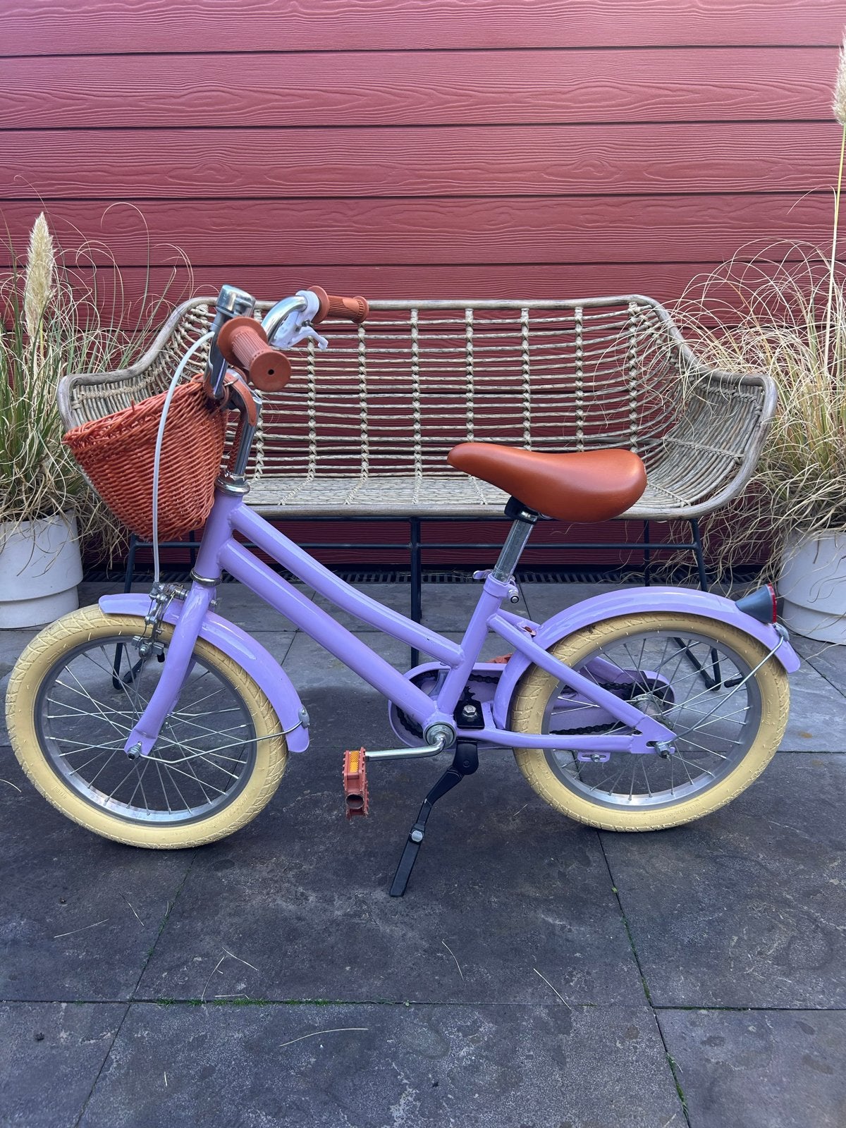 Kinderfiets 16 inch - Paars met mandje