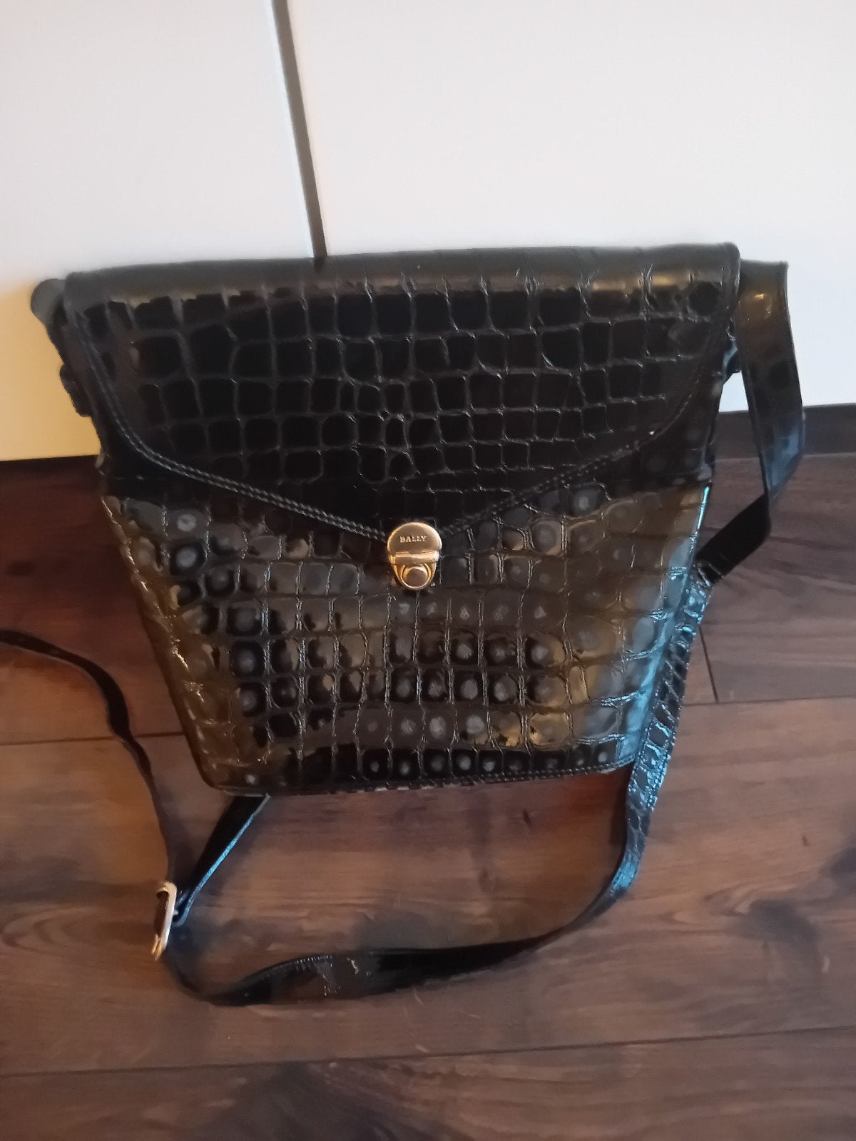 Bally Schoudertas Zwart Krokodillenprint, Ophalen of Verzenden, Zo goed als nieuw, Zwart, Schoudertasje