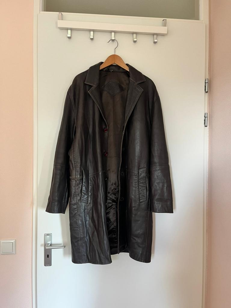 Leren jas, bruin, vintage, Kleding | Dames, Ophalen, Zo goed als nieuw, Maat 42/44 (L), Bruin