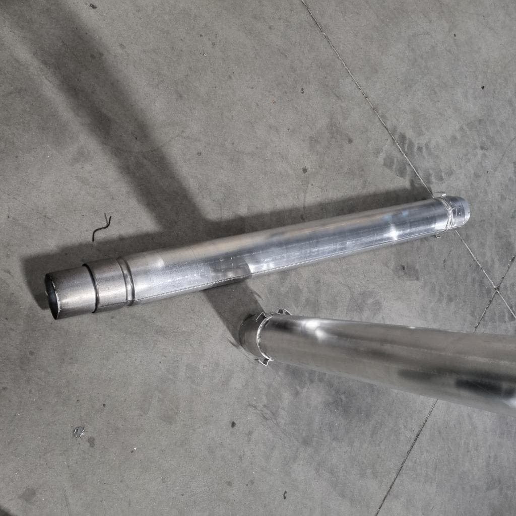 2x dubbelwandige aluminium buis 100-110 mm, Huis en Inrichting, Ophalen, Gebruikt, Hout, Houtkachel