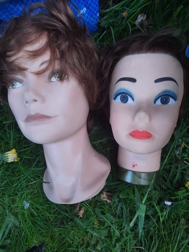 2 Oefenhoofden met haar - Kappershoofden, Ophalen of Verzenden, Gebruikt
