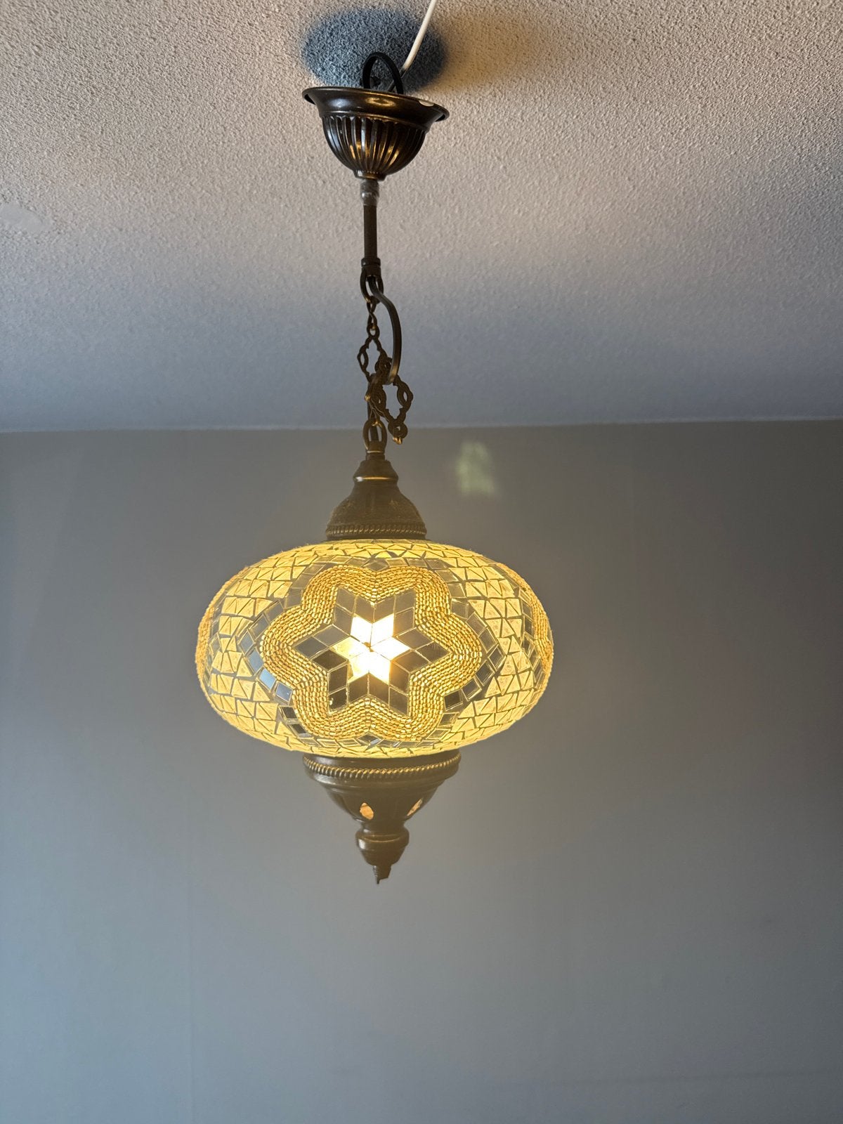 Oosterse Mozaïek Hanglamp - Handgemaakt, Ophalen, Zo goed als nieuw, Glas, E14 (klein)