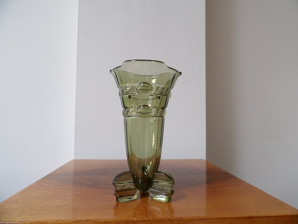 Art Deco Vaasje Stolze, groen, Ophalen of Verzenden