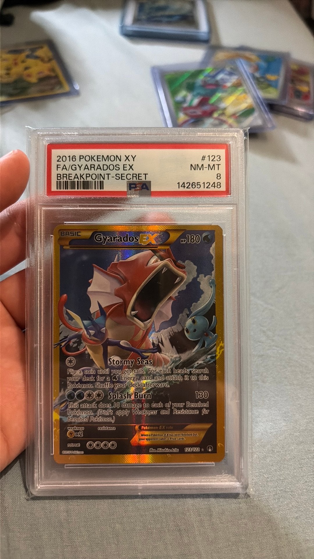 Gyarados EX 123 Breakpoint PSA 8, Ophalen, Nieuw, Losse kaart