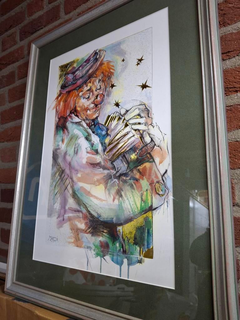 Clown / circus / accordeon / Schilderij / schets Van MADI, Ophalen