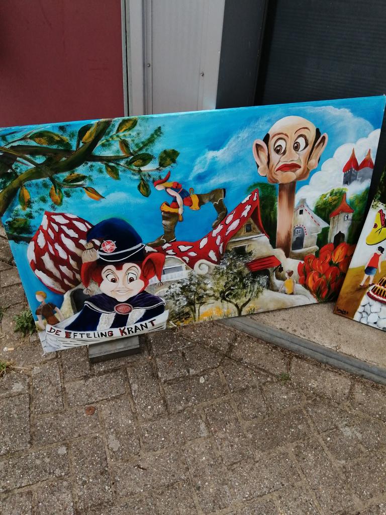 4 gigantische geschilderde prenten efteling op linnen 115x7, Ophalen