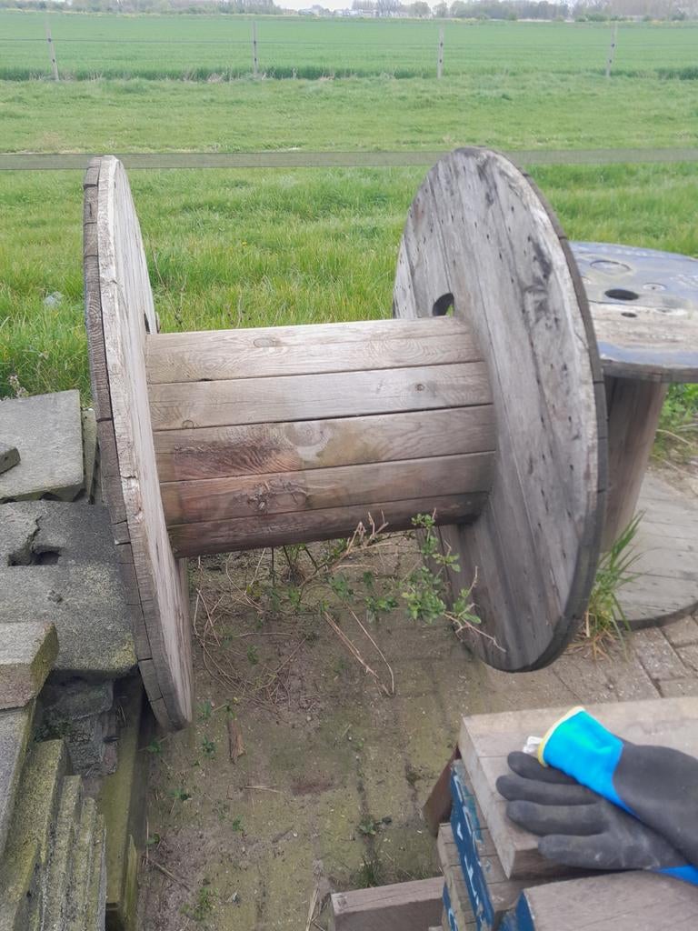 Houten kabelhaspel, haspeltafel, statafel, Tuin en Terras, Ophalen, Minder dan 180 cm, Palen