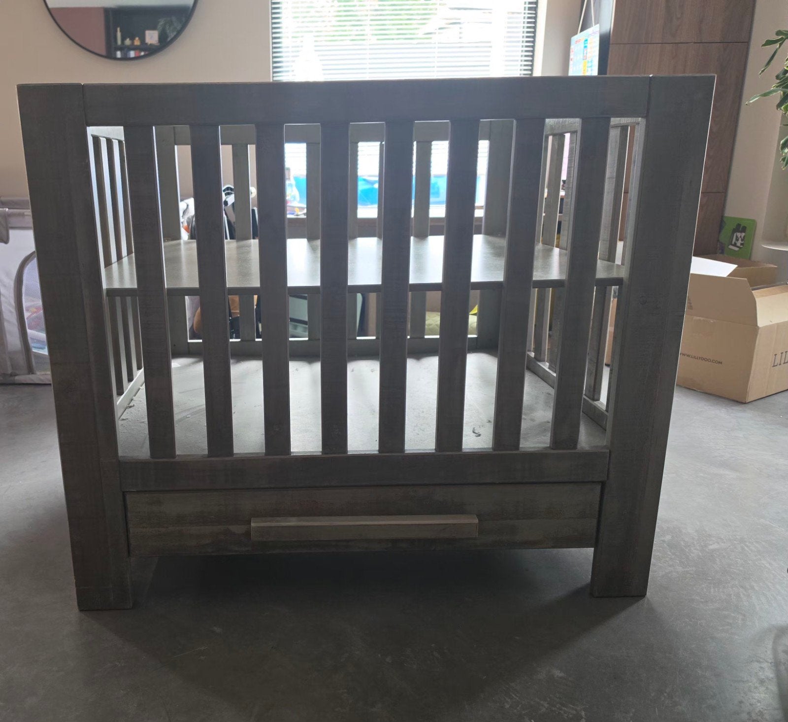 Houten box met lade, Kinderen en Baby's, Babywiegjes en Ledikanten, Ophalen, Gebruikt, Ledikant