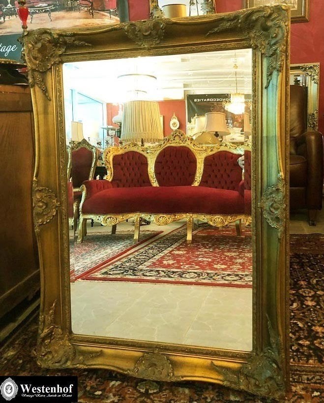 Grote barok spiegel / wandspiegel antiek klassiek lijst goud, Ophalen, Rechthoekig, 50 tot 100 cm, 100 tot 150 cm