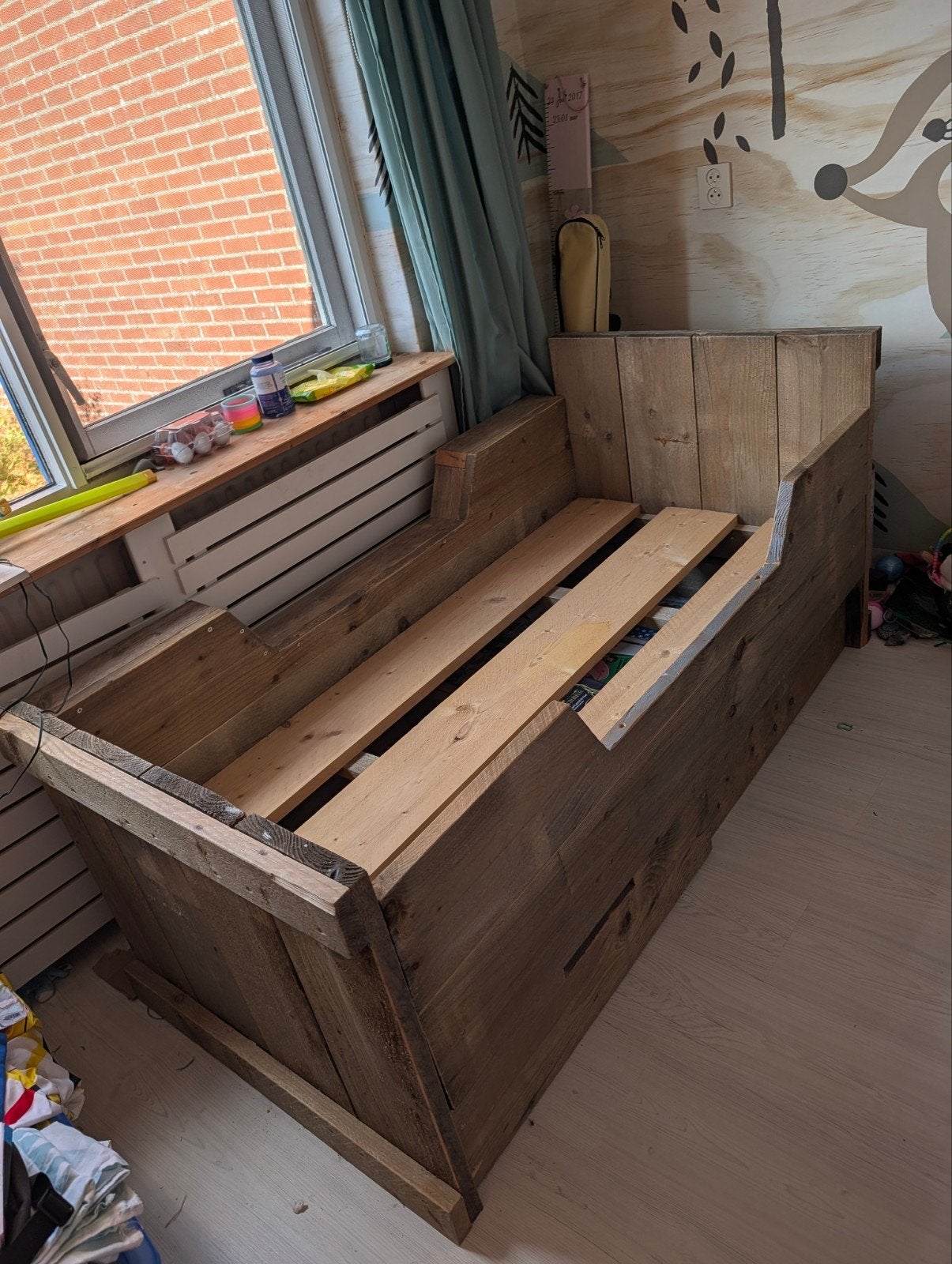 Steigerhouten bed (160x86)  met lades - robuust en praktisch, Ophalen, Gebruikt, 90 cm, Eenpersoons