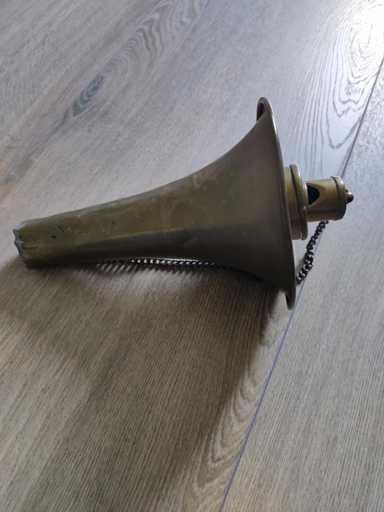 Antieke scheepshoorn/fluit van messing, gemerkt 'DEPOSEE', Ophalen of Verzenden, Koper