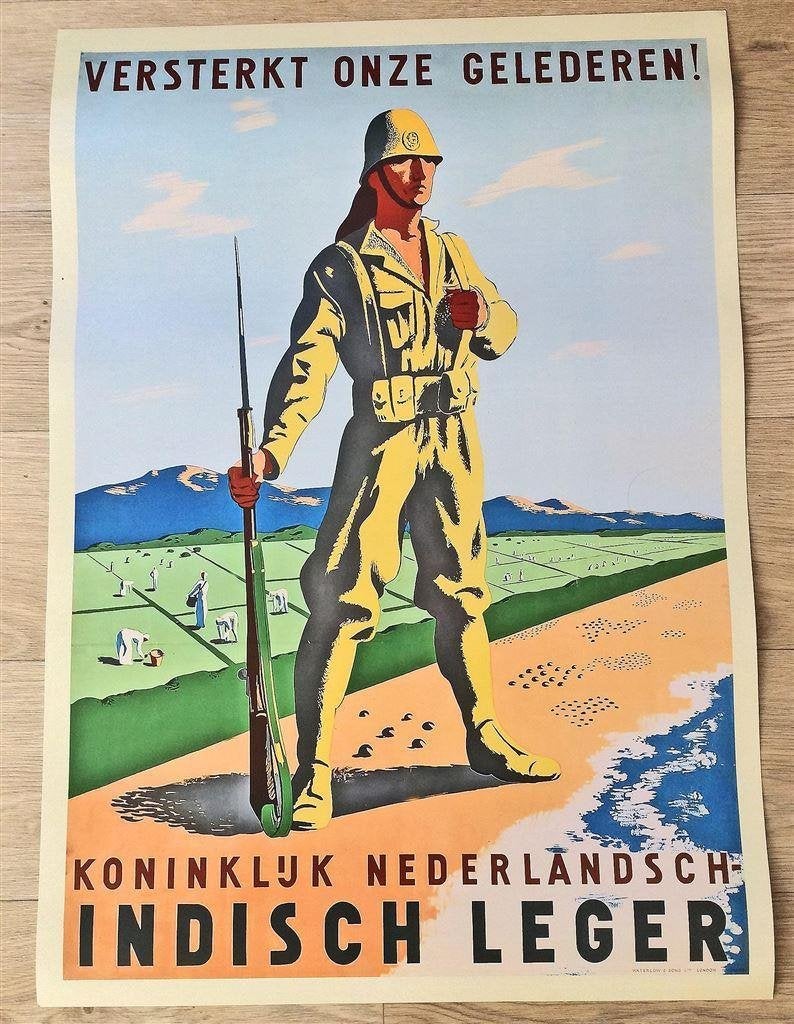 Grote KNIL Nederlands Indie - Propaganda Affiche POSTER, Verzamelen, Verzenden, Landmacht, Nederland, Foto of Poster