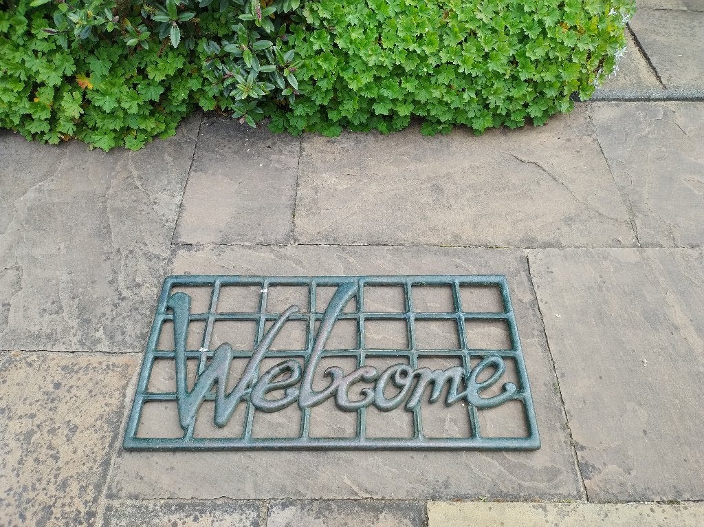 GIETIJZEREN DEURMAT TEKST: WELCOME, Tuin en Terras, Ophalen, Gebruikt, Gietijzer, Binnen