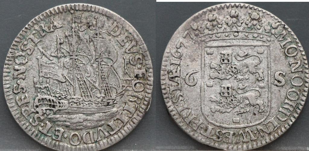 6 stuiver 1677 “Scheepjesschelling” Enkhuizen – schaars, Postzegels en Munten, Munten | Nederland, Vóór koninkrijk, Verzenden