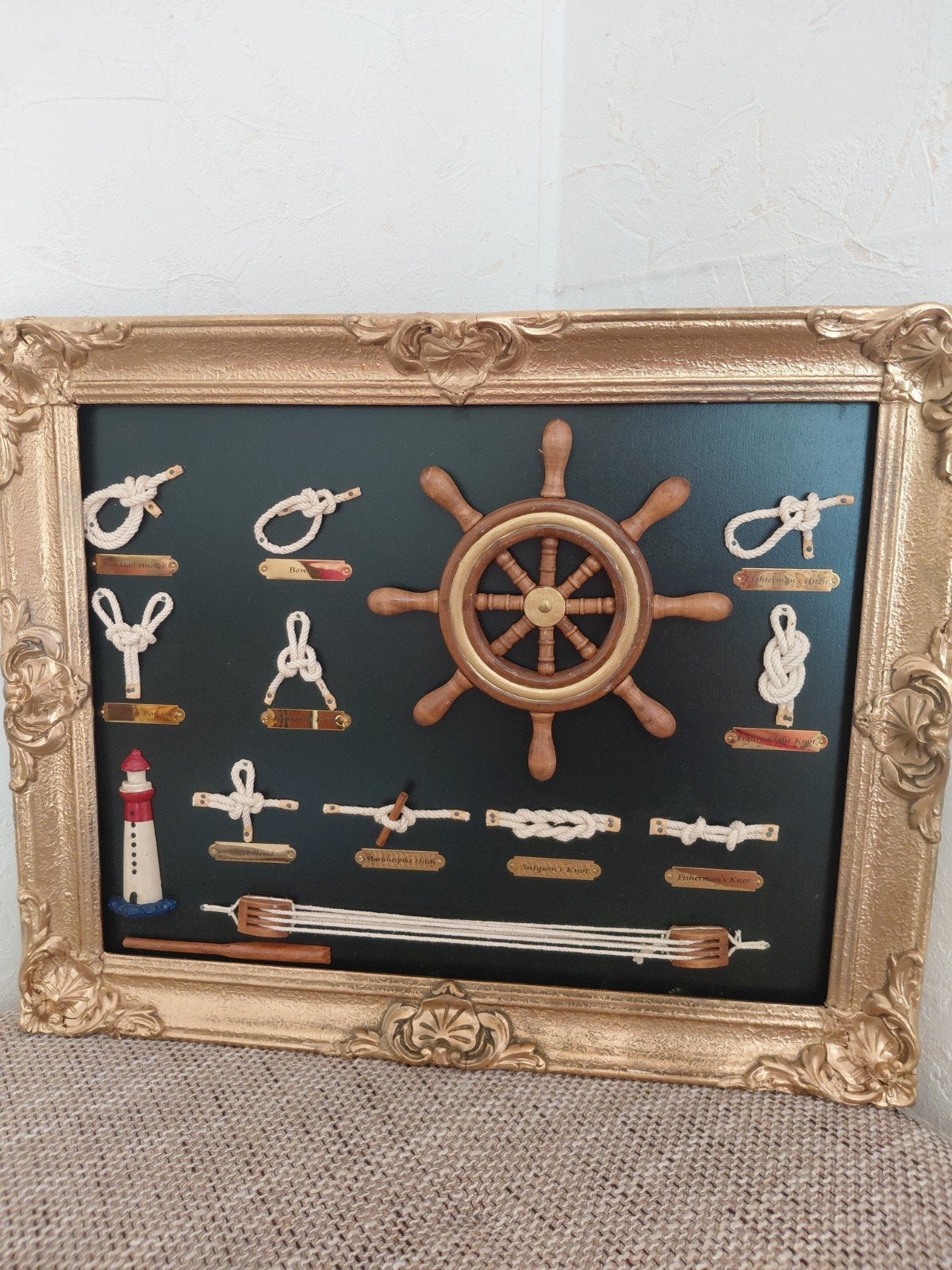 Nautisch knopenbord met stuurwiel en vuurtoren, Verzamelen, Ophalen, Zo goed als nieuw