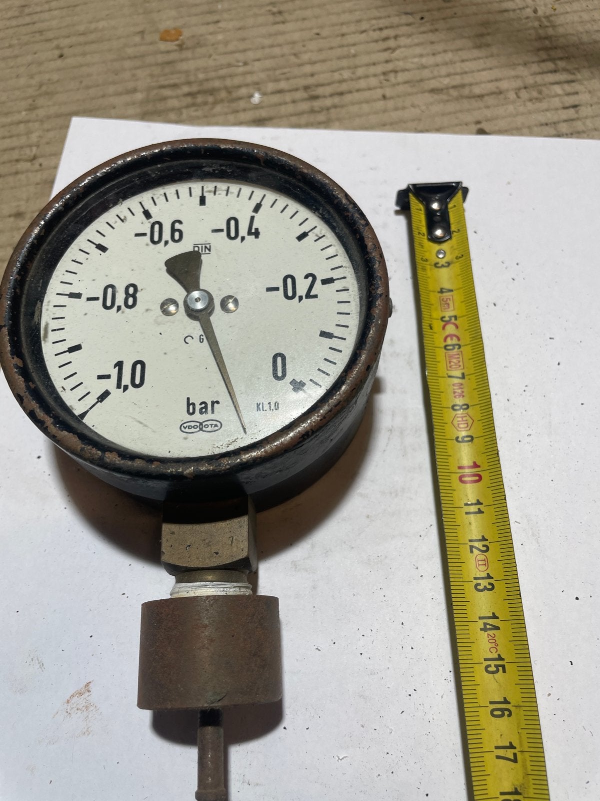 Vintage VDO OTA vacuümmeter -1.0 tot 0 bar, Doe-het-zelf en Verbouw, Ophalen, Gebruikt