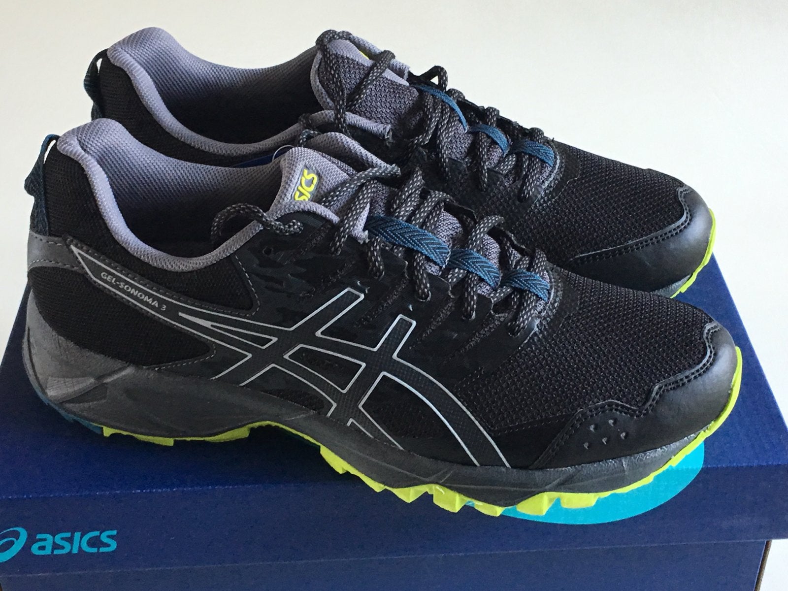 ASICS GEL-SONOMA 3 Trail Hardloop Black/neon mt 43,5, Nieuw, Ophalen of Verzenden, Sportschoenen, Zwart