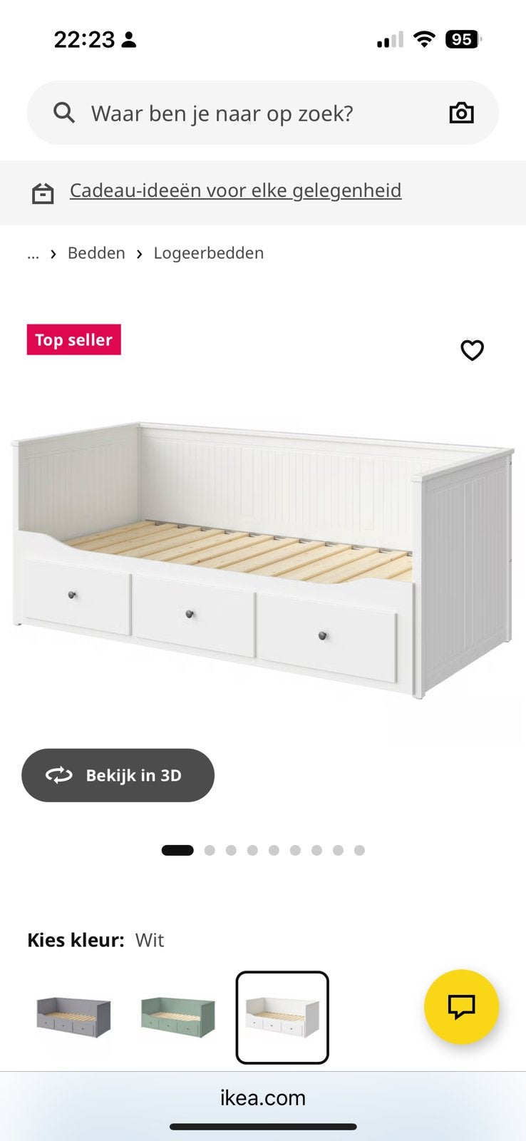 Ikea hemnes bedbank, Ophalen, Wit, Tweepersoons, Zo goed als nieuw