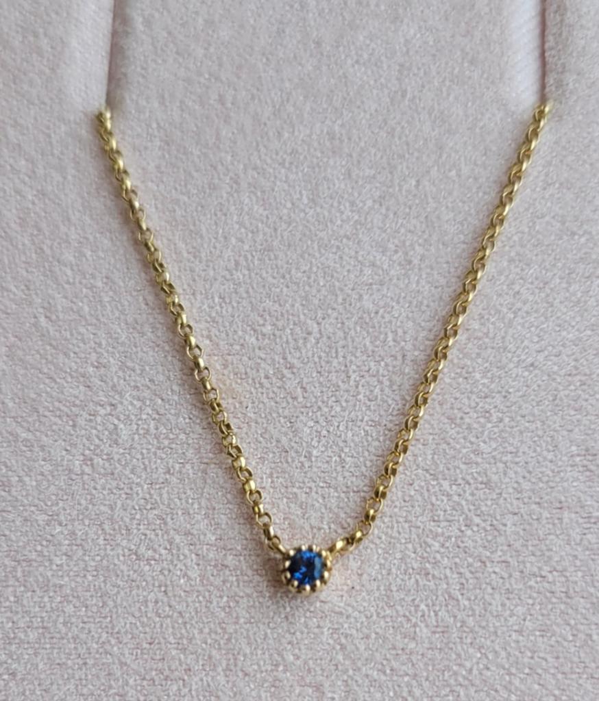 Diamond Point gouden 14 karaats collier met blauwe saffier, Sieraden, Tassen en Uiterlijk, Nieuw, Ophalen of Verzenden, Met edelsteen