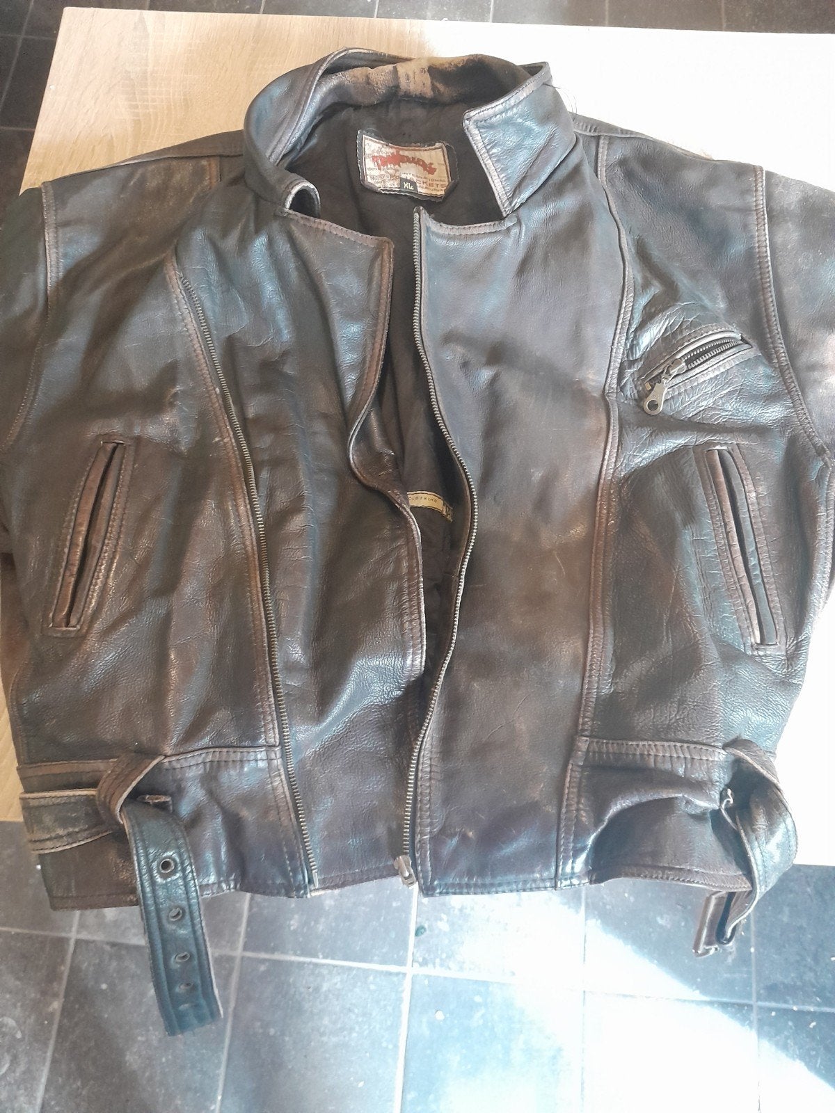 Vintage Leren jas maat xl, Ophalen, Tweedehands, Heren, Jas | leer