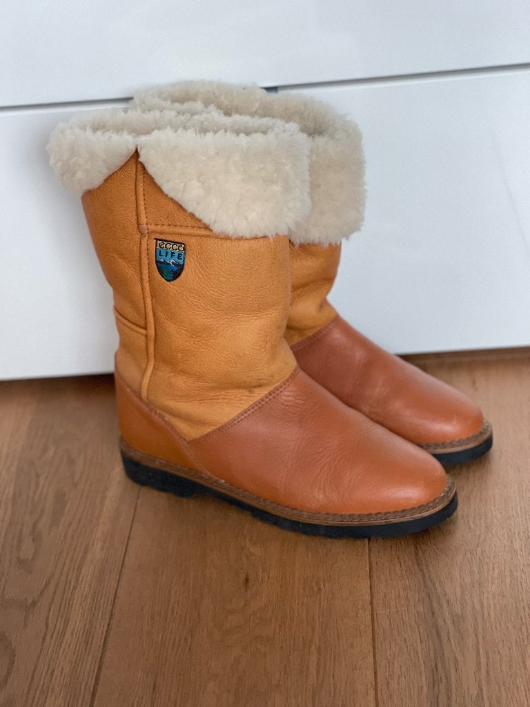 ECCO leren laarzen met bont dames 42, Kleding | Dames, Bruin, Ophalen of Verzenden, Zo goed als nieuw, Hoge laarzen