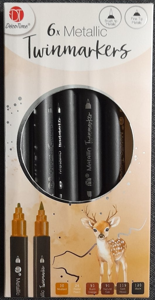 5 DecoTime Metallic Twinmarkers, Hobby en Vrije tijd, Tekenen, Ophalen of Verzenden, Nieuw, Potlood of Stift