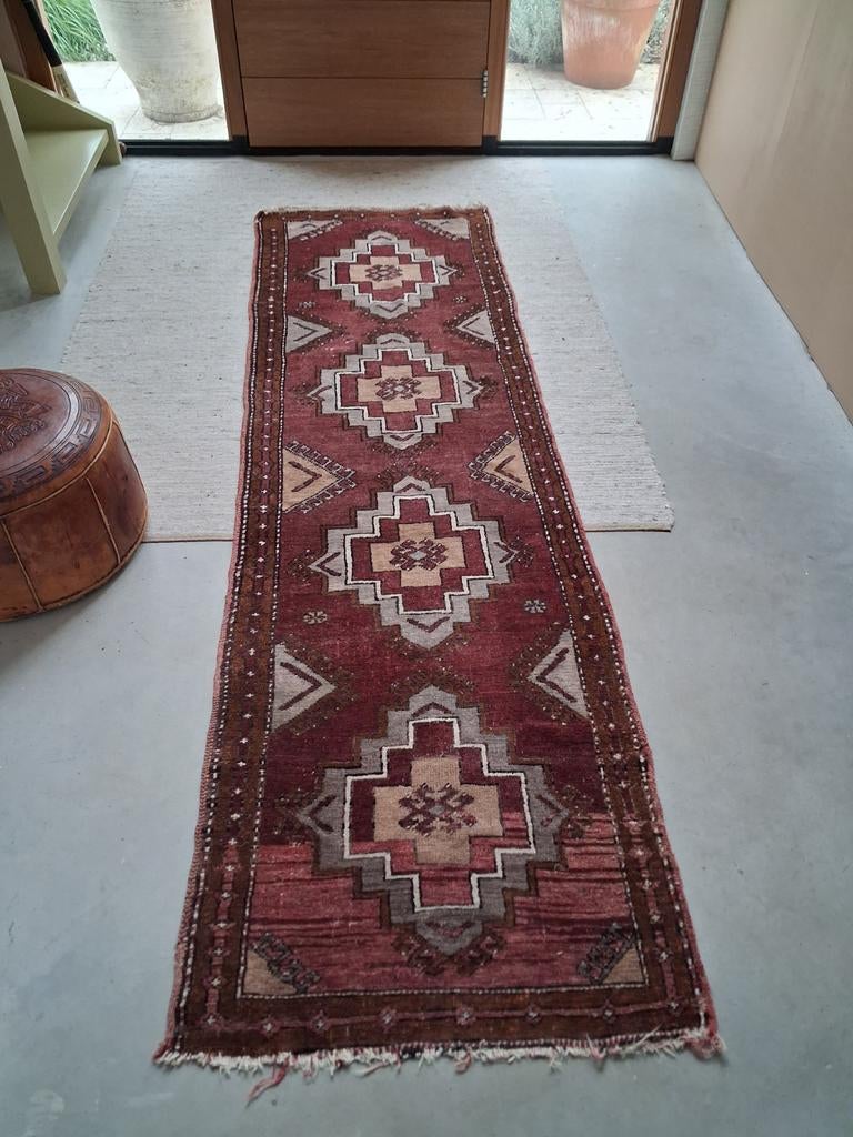Burgundy loper kelim perzisch gangloper 260 x 85, Ophalen of Verzenden