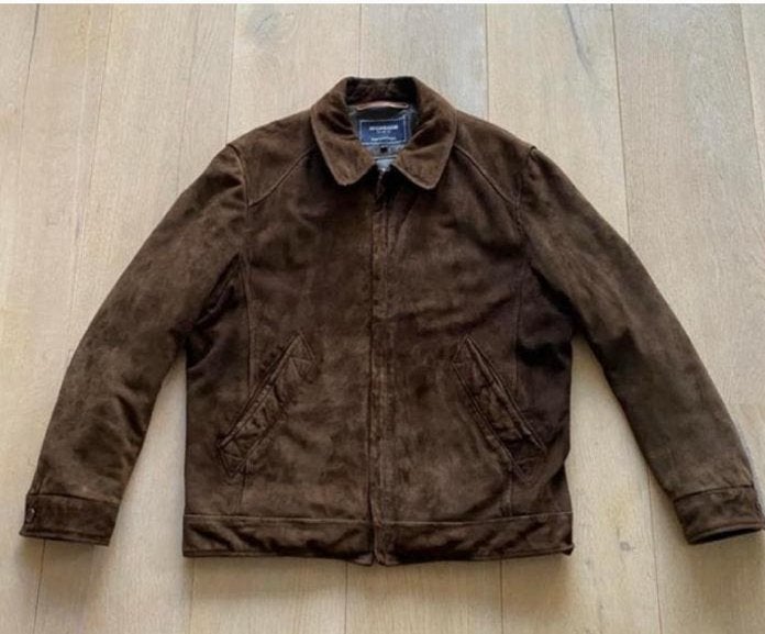 Mcgregor jas suede leer L nieuwstaat, Ophalen of Verzenden, Zo goed als nieuw, Maat 52/54 (L), Bruin