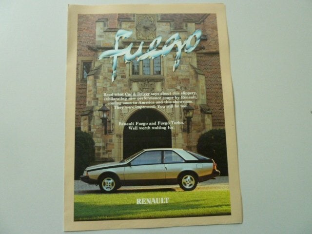 1982 Renault Fuego TX Road Test Brochure USA, Verzenden, Gelezen, Renault