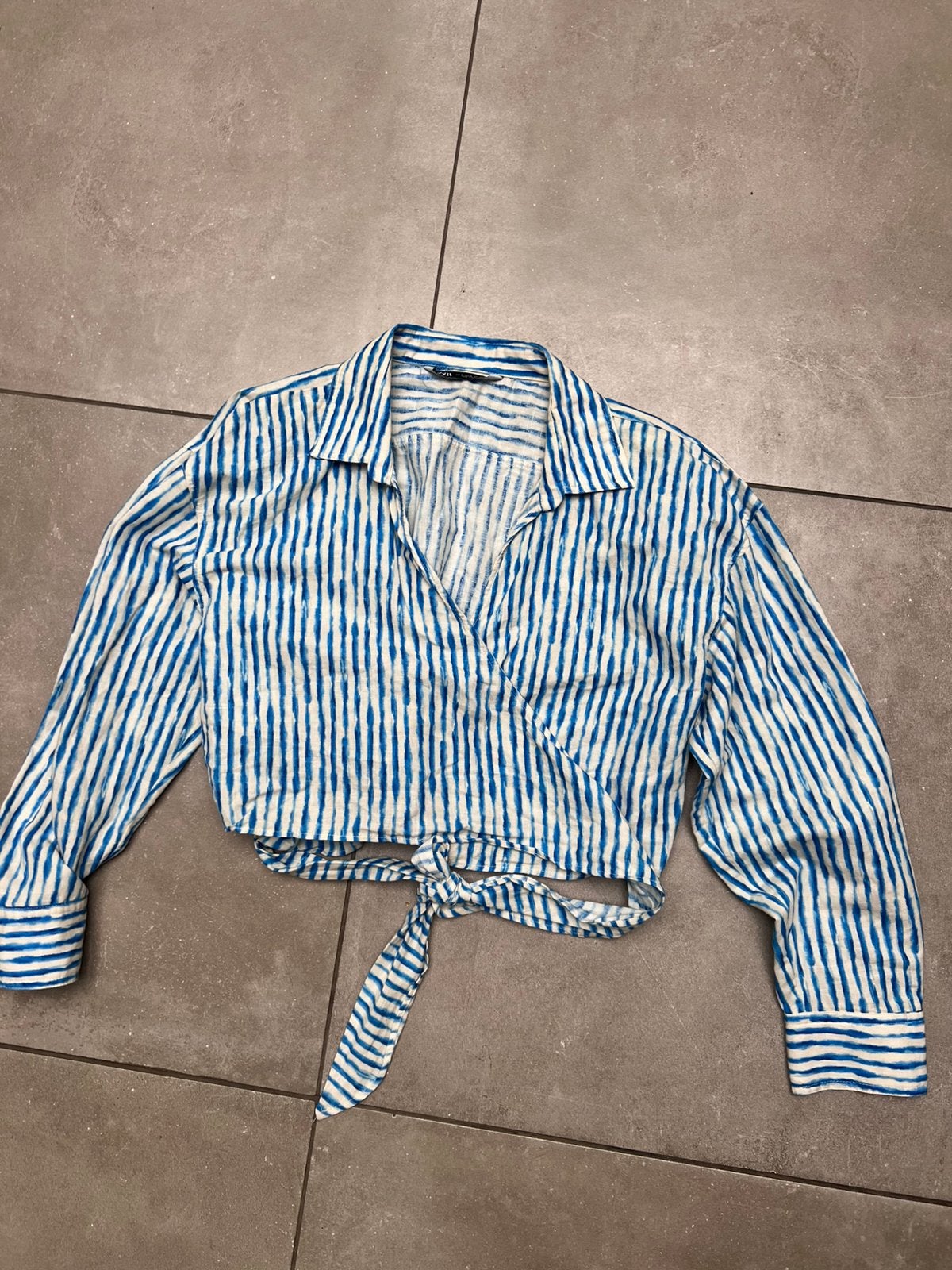 ZARA LINNEN WIKKELBLOUSE WIKKEL BLOUSE STREEP PATROON XL, Ophalen of Verzenden, Zo goed als nieuw, Maat 46/48 (XL) of groter, Wit