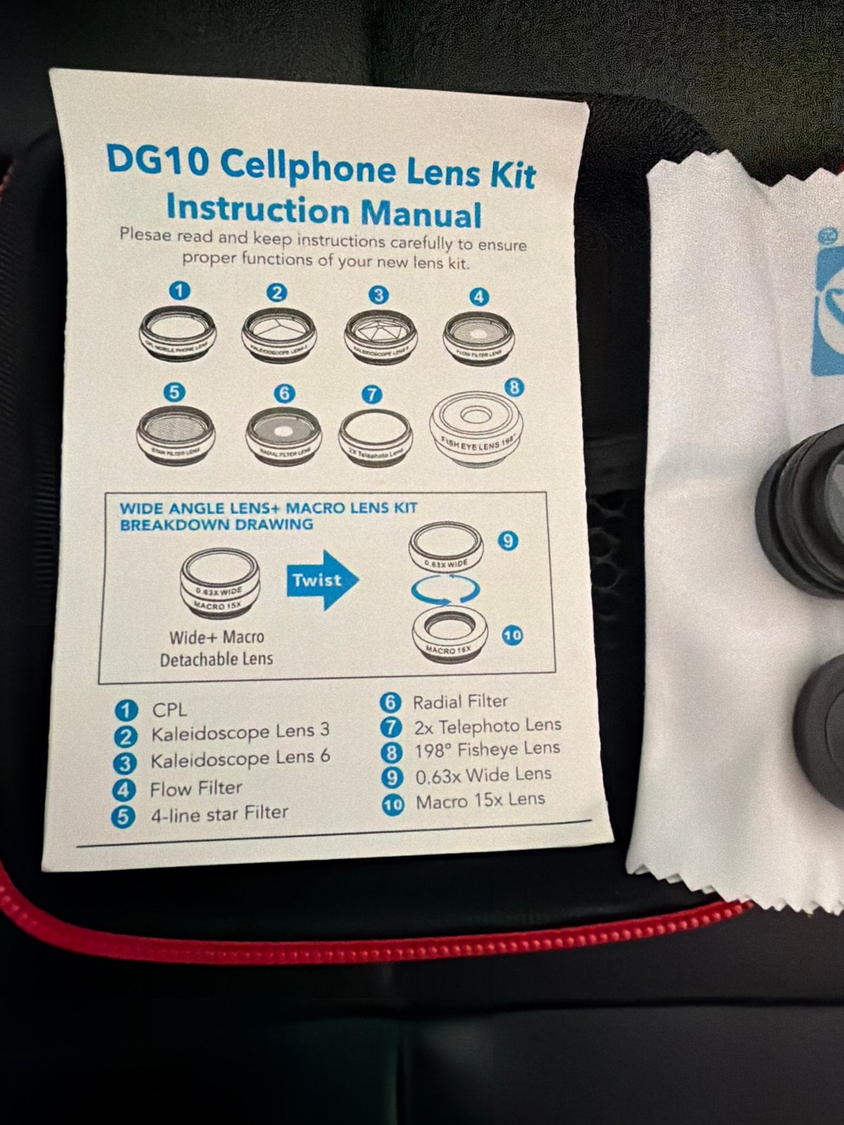 DG10 Cellphone Lens Kit - Diverse lenzen voor smartphone, Ophalen