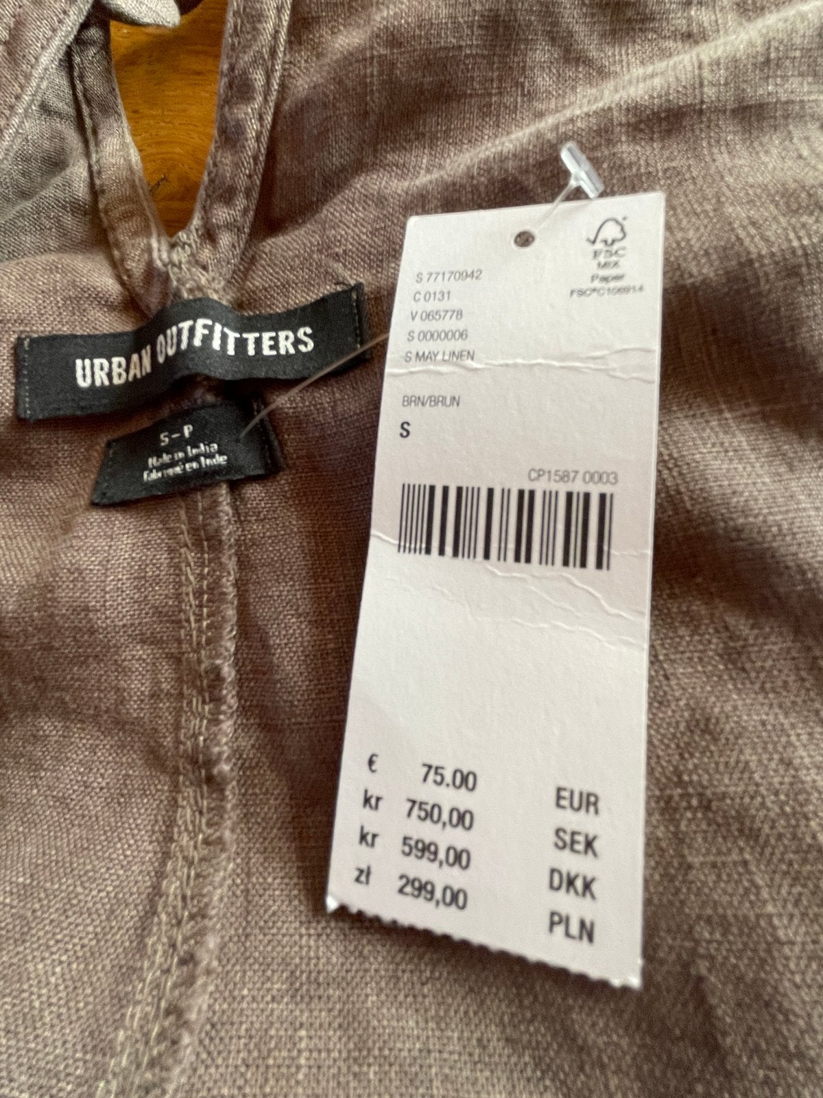 Urban Outfitters Linnen Jumpsuit Maat S Bruin, Ophalen of Verzenden, Nieuw, Maat 36 (S), Bruin