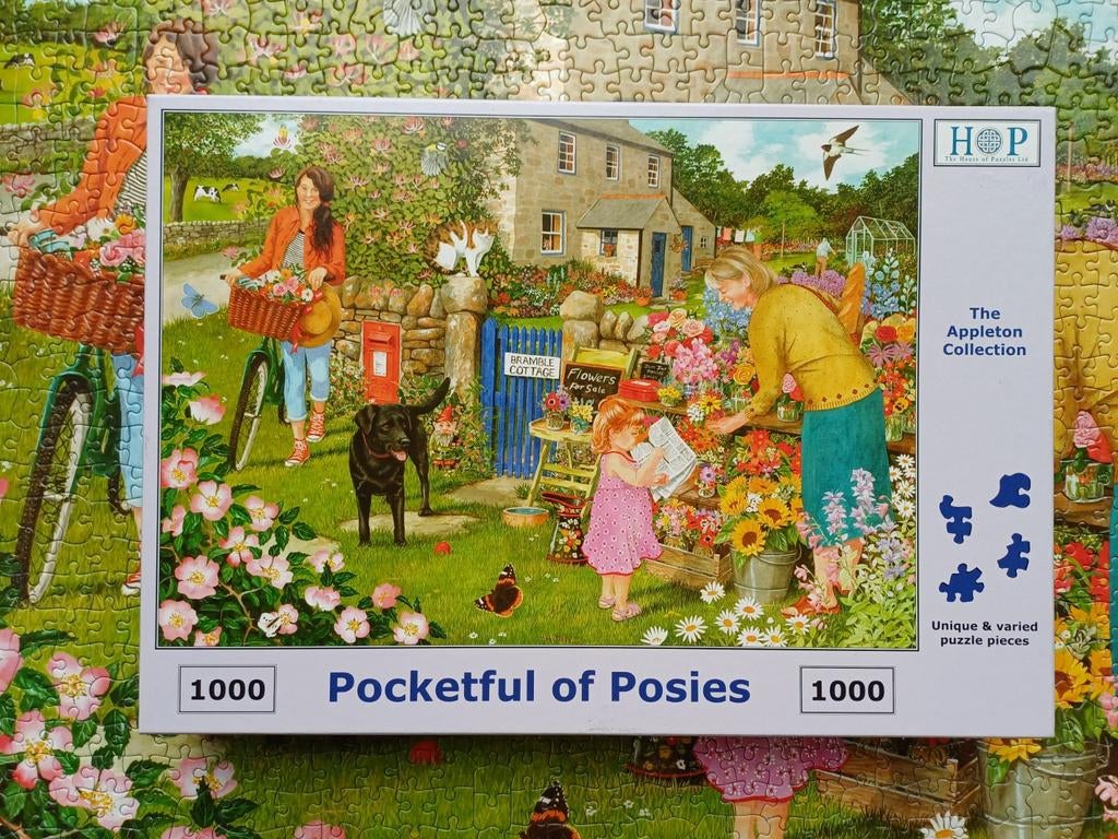 Puzzel 1000 stukjes HOP Pocketful of Posies, Hobby en Vrije tijd, Denksport en Puzzels, Ophalen of Verzenden, 500 t/m 1500 stukjes