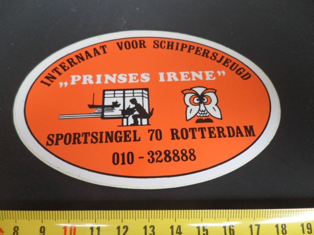 sticker Rotterdam PRINSES IRENE Internaat  schippersjeugd  *, Verzamelen, Ophalen of Verzenden, Zo goed als nieuw