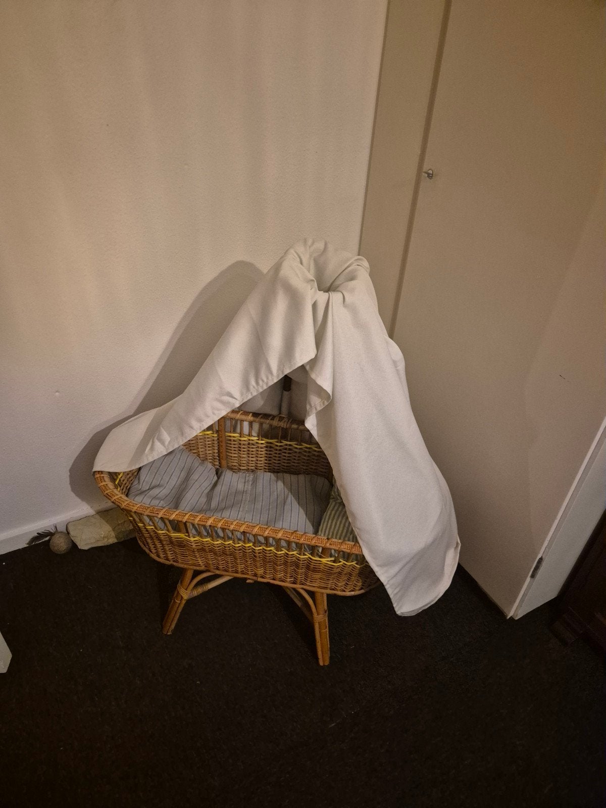 Vintage rotan wieg, Ophalen