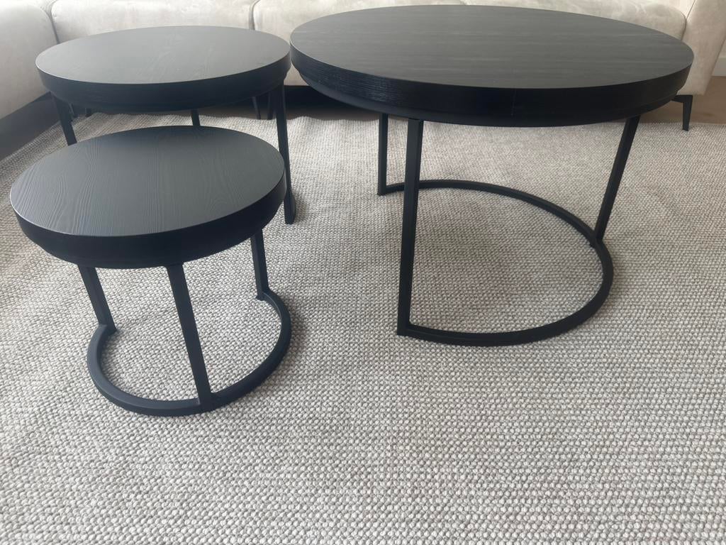 Salontafel zwart 3 delig *met garantie*, Ophalen, 50 tot 100 cm, Zo goed als nieuw, Minder dan 50 cm