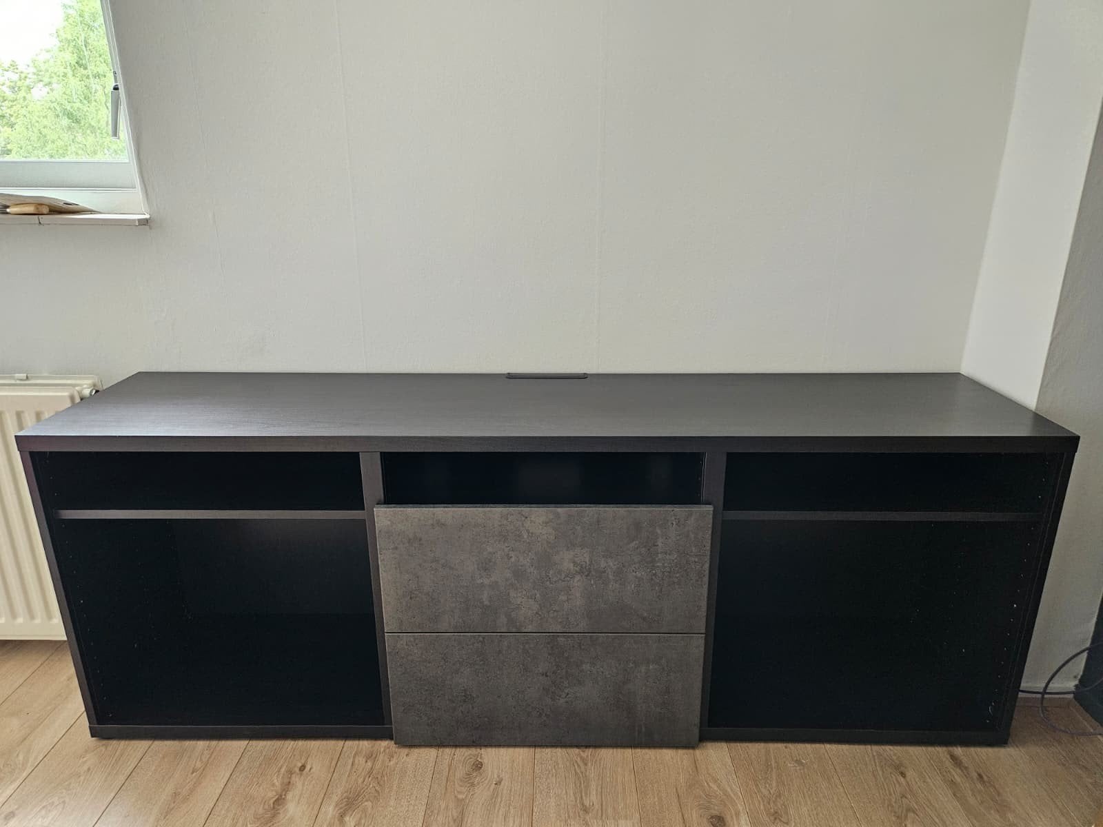 IKEA Besta TV-meubel 180x42x72 zwartbruin met lades, Ophalen, Gebruikt, 150 tot 200 cm, Minder dan 100 cm